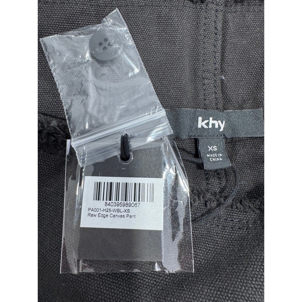 NWT Khy Women Black Raw Edge Canvas Pant Wide Leg High Rise XS - Picture 3 of 6